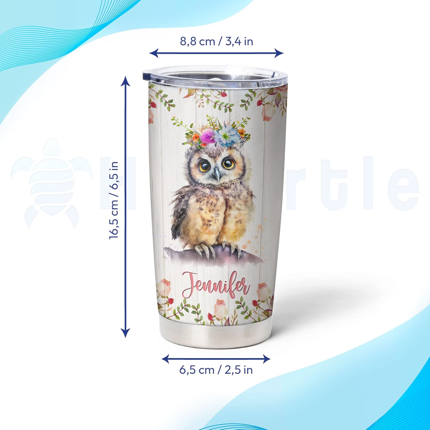 Hyturtle Vaso personalizado para amantes de los búhos  Just A Girl Who Loves Owls – Vaso de café de acero inoxidable con nombre personalizado, 20