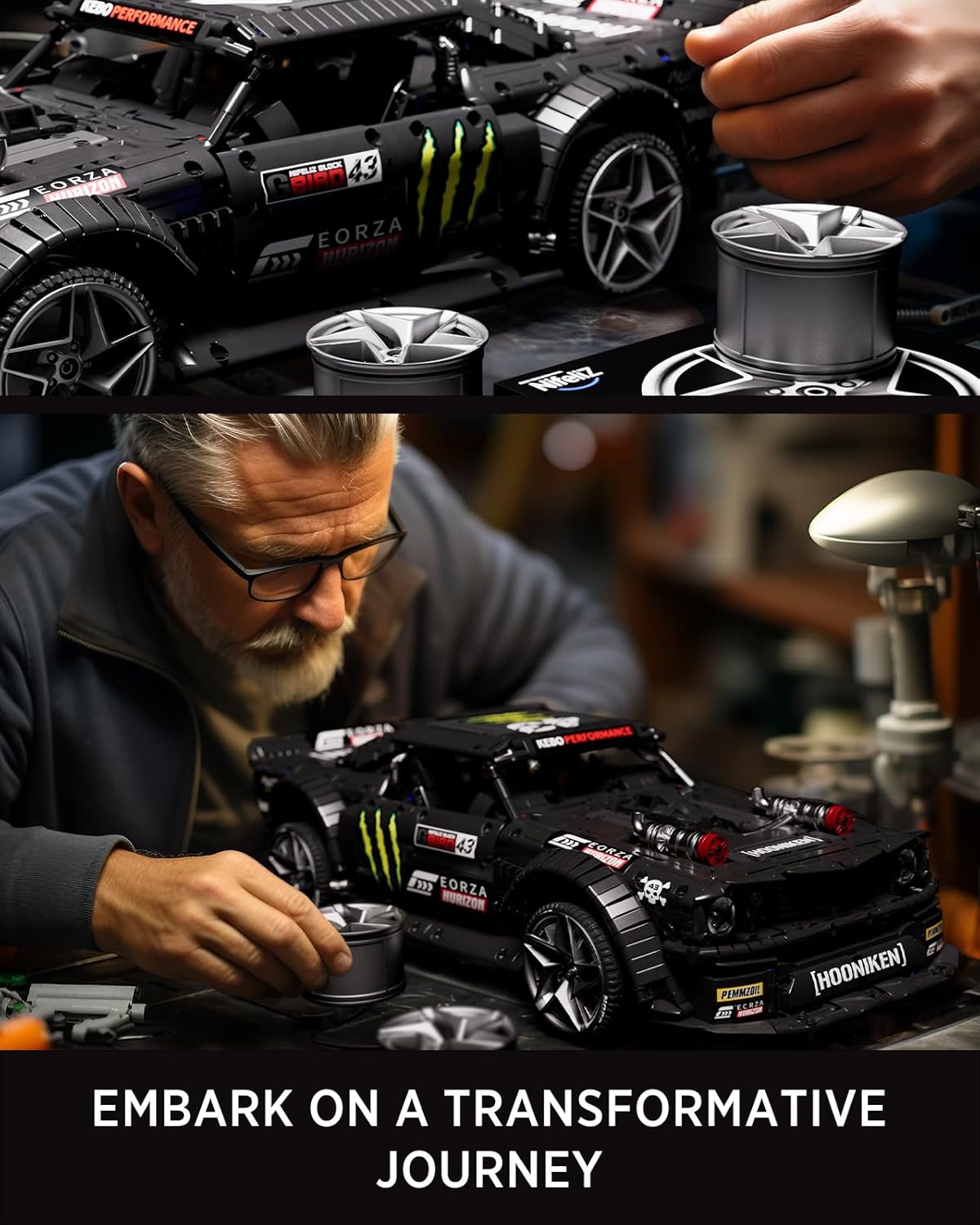 Nifeliz Tornado – Juego de 4 cubos de rueda pintados, elegantes cubos de rueda para kits de construcción de automóviles a escala 18