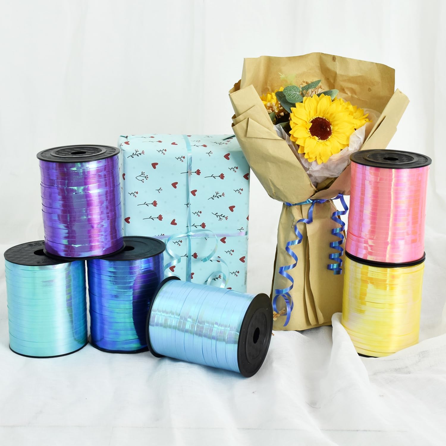 Cinta rizadora de 500 yardas de color rosa claro de 0.197 in para envolver regalos, cinta delgada y rizada para manualidades, cuerda de globos,