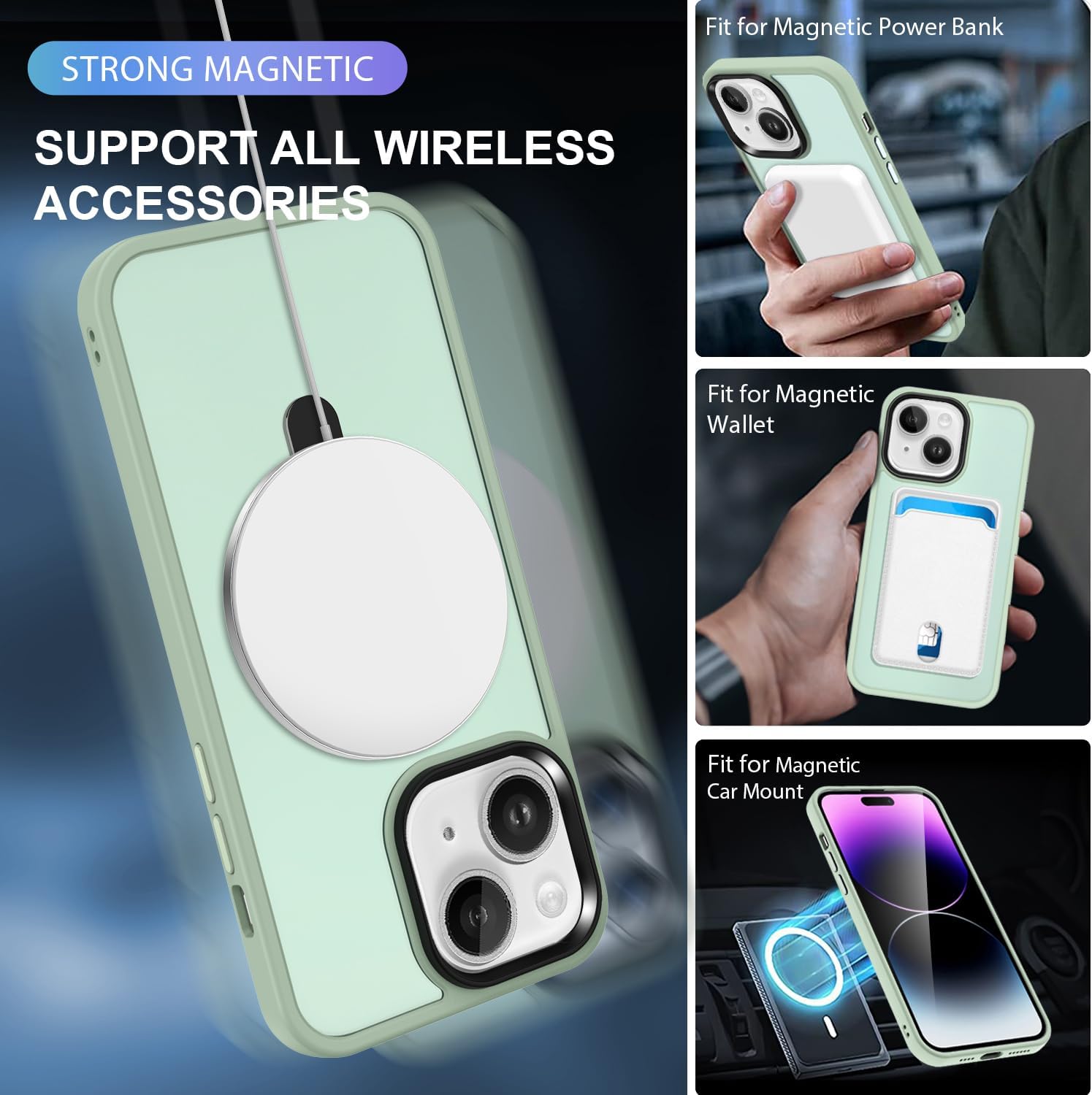 Anillo magnético diseñado para iPhone 15 Plus 2023, compatible con MagSafe con soporte y soporte de anillo, funda de grado militar a prueba de