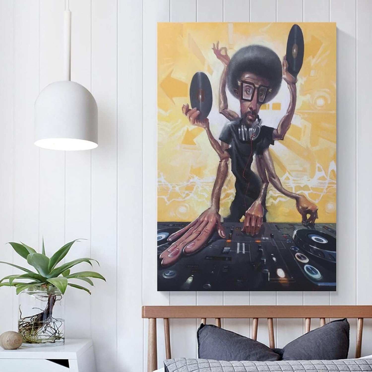 Justin Bua – Póster de arte abstracto negro de DJ de rock, decoración del hogar, póster para colgar en la pared, para dormitorio, pintura