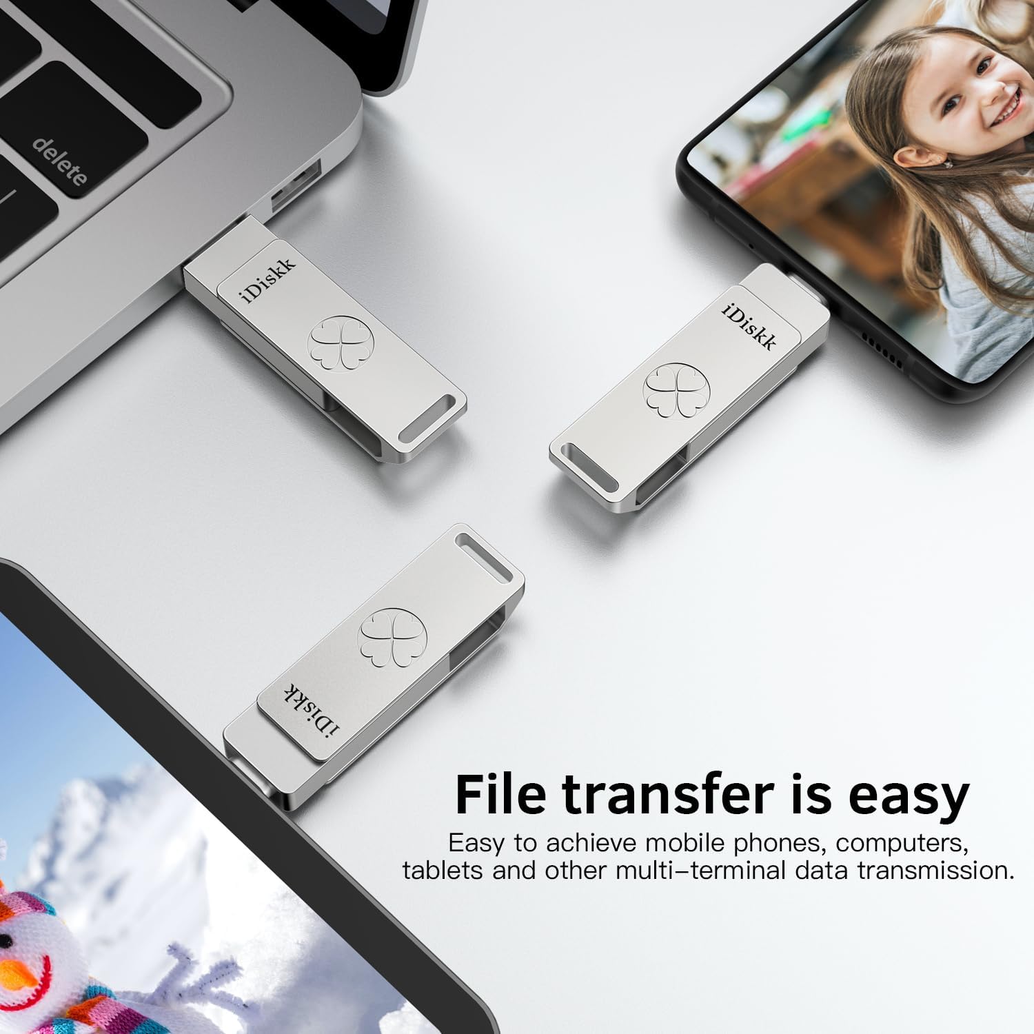 iDiskk Unidad flash SSD portátil de 128 GB 500 mbS para iPhone 15 o 15 Plus15 Pro15 Pro Max, USB C iPad, MacBook, portátiles, teléfonos Android y PC