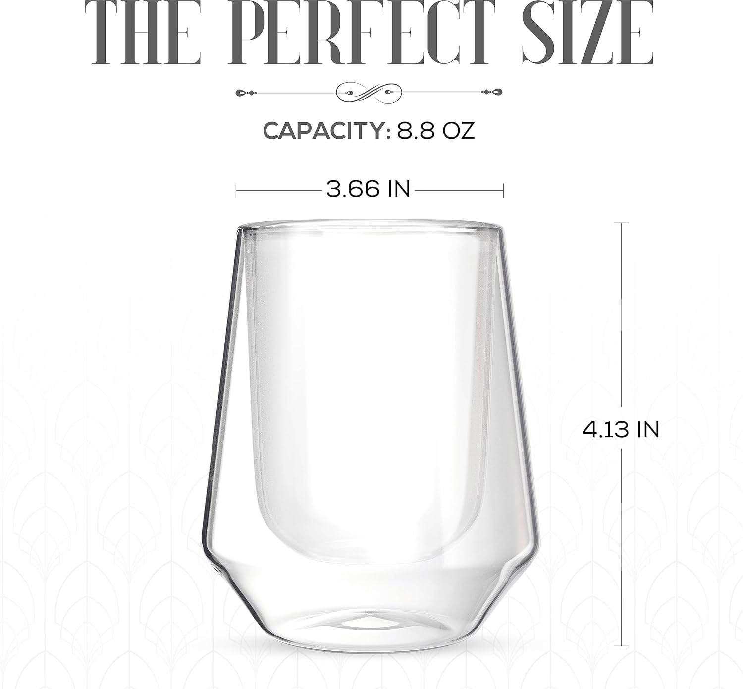 elle decor Vasos aislados de doble pared, tazas de vidrio de borosilicato de 8 onzas, sin sudor, vasos transparentes para bebidas fríascalientes,