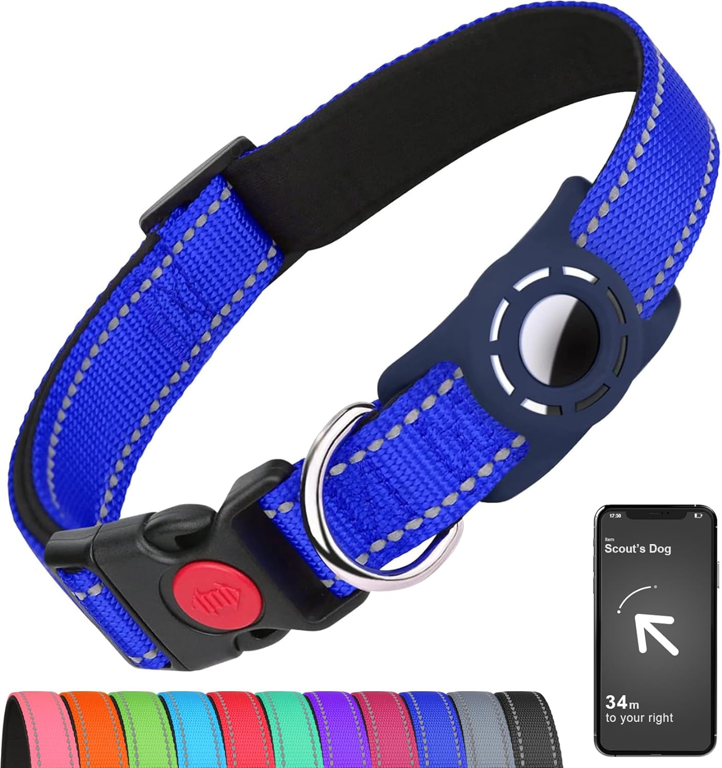 Airtag – Collar de perro para cachorros, collares reflectantes con soporte AirTag, hebilla de bloqueo de seguridad y acolchado suave, collar de
