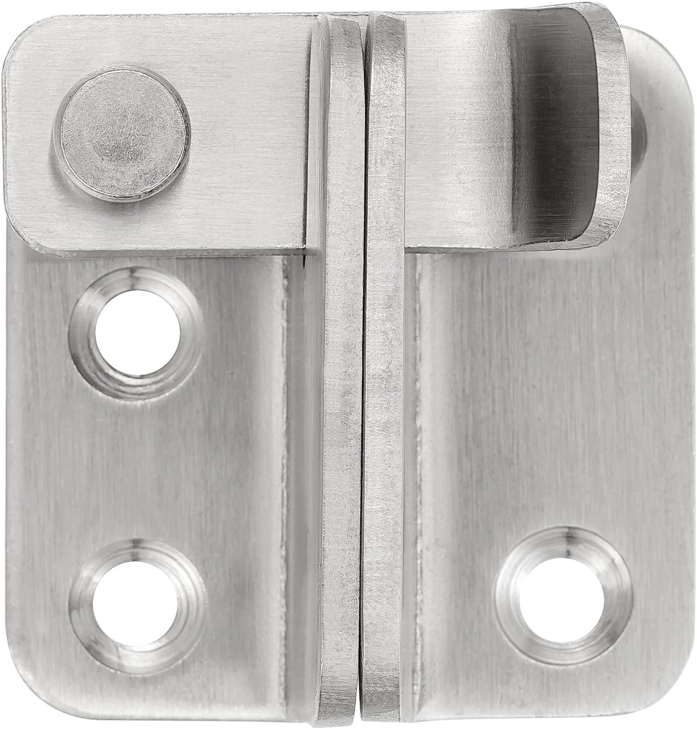 Paquete de 2 pestillos abatibles, 1.81 x 1.77 pulgadas, acero inoxidable de níquel cepillado grueso, resistente, cerrojo para puerta de granero,