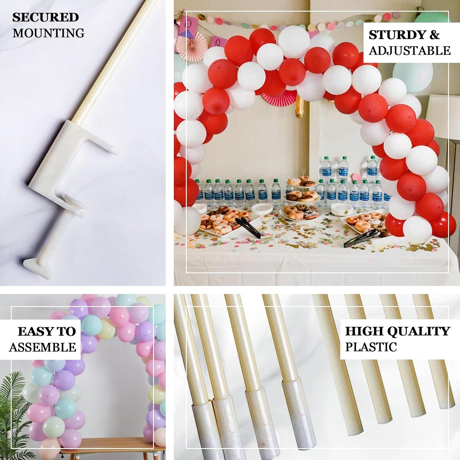 Efavormart – Kit de soporte de arco de globos ajustable de 12 pies, soporta hasta 100-120 globos