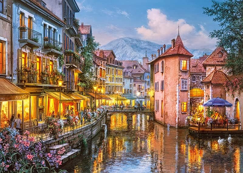 Evening in Annecy – Rompecabezas de 1000 piezas, alta definición con colores vibrantes para adultos y adolescentes, interactúa con familiares y