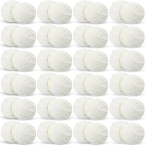 Timgle Paquete de 24 hilos de felpilla gruesos de 34 pulgadas para tejer mantas de ganchillo, hilo suave y grueso de poliéster esponjoso para tejer Timgle Paquete de 24 hilos de felpilla gruesos de 34 pulgadas para tejer mantas de ganchillo, hilo suave y grueso de poliéster esponjoso para tejer