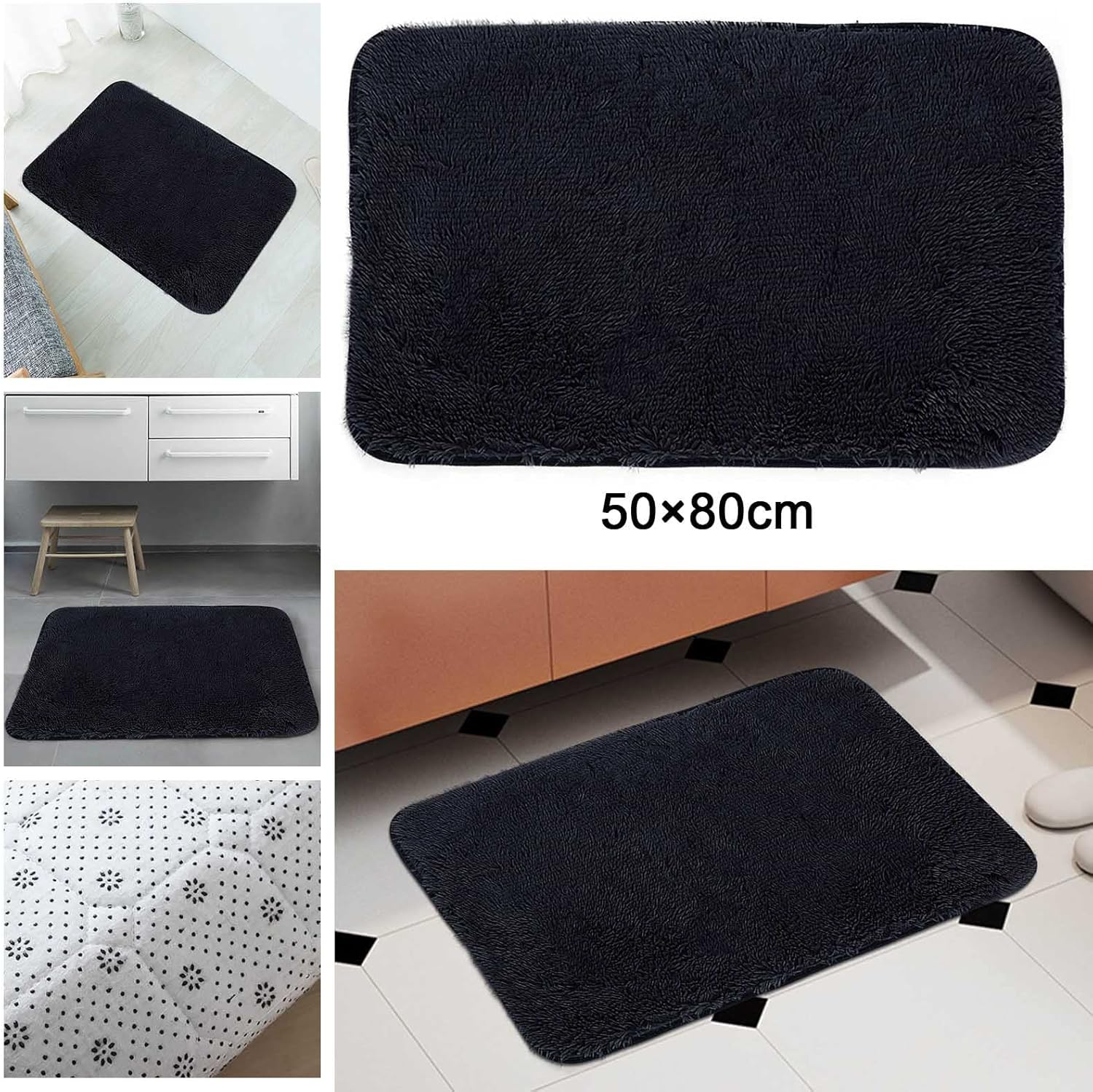 Alfombra de baño absorbente, alfombra de baño negra, alfombra de bienvenida para sala de día, sala de estar, alfombras para el hogar, productos de