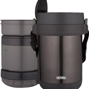 GreenLyfe Thermos JBG1800SM4 – Transportador de comida todo en uno de acero inoxidable aislado al vacío con cuchara, humo GreenLyfe Thermos JBG1800SM4 – Transportador de comida todo en uno de acero inoxidable aislado al vacío con cuchara, humo