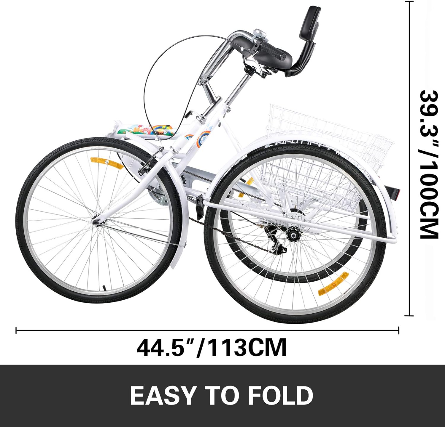Triciclo para adultos de 24 pulgadas, 7 velocidades, 3 ruedas para adultos, bicicleta de tres ruedas para adultos, triciclo plegable para adultos,