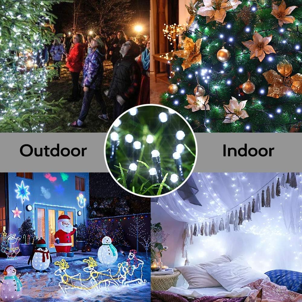 Toodour – Luces solares de Navidad, paquete de 2 unidades, 200 luces LED, 8 modos, tira de luces solares, 72 pies de longitud, luces solares de