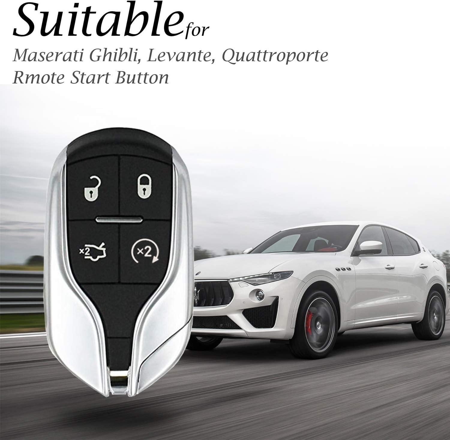 Vitodeco Funda de piel auténtica para llavero inteligente sin llave compatible con Maserati Ghibli, Levante, Quattroporte (arranque remoto, rojo)