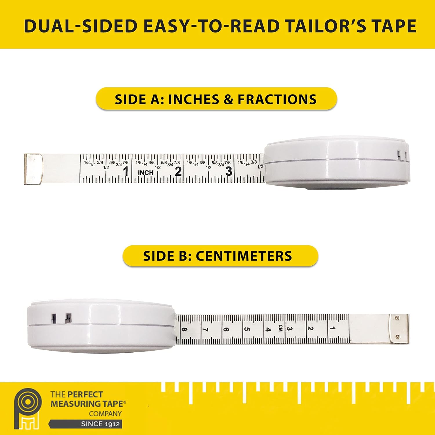 Perfect Measuring Tape – Cinta métrica retráctil de alta calidad y cinta métrica para manualidades – 80 pulgadas  6.6 ft – Tamaño de bolsillo