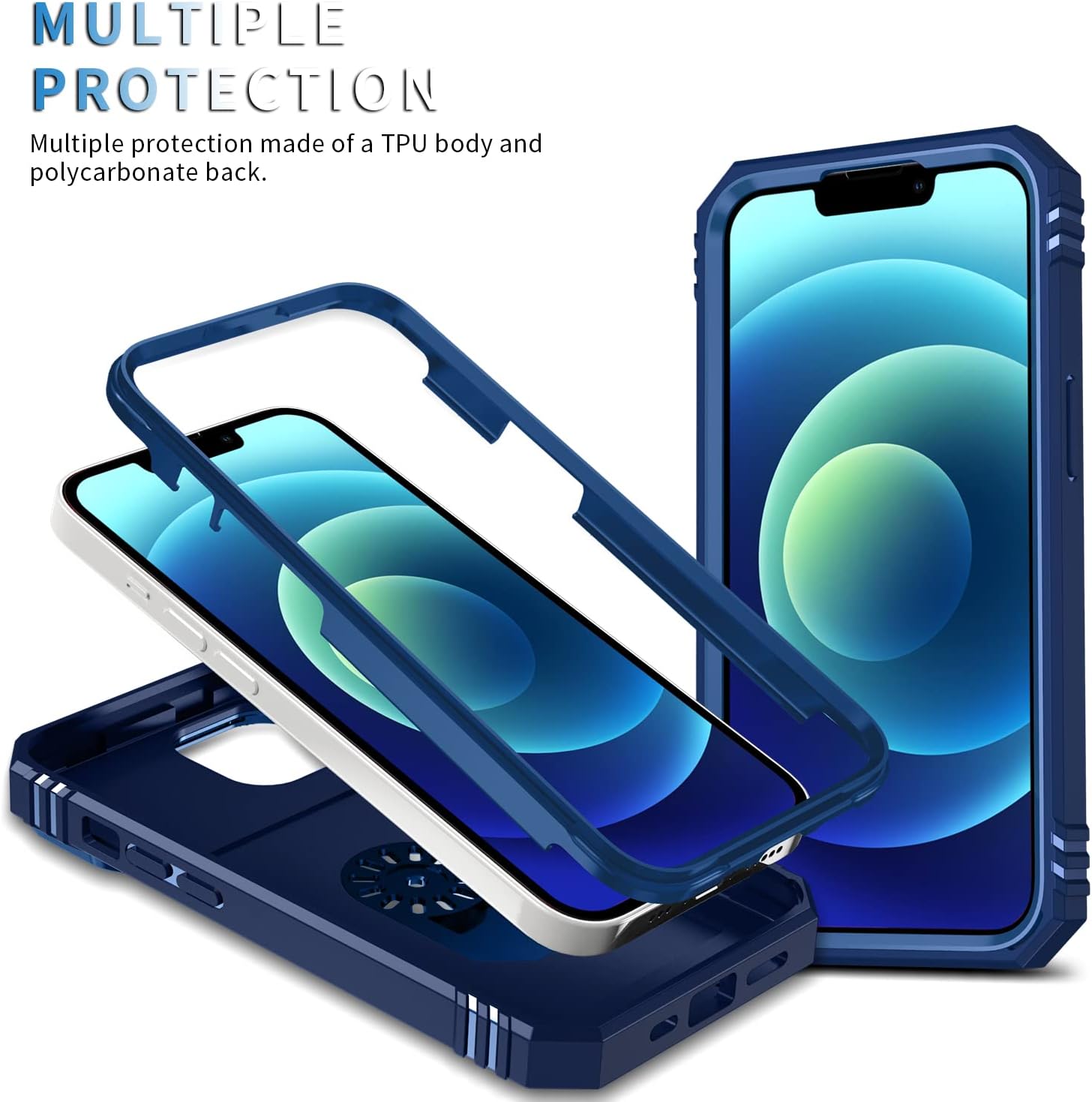 PASNEW Funda para iPhone 14 Plus, soporte de 360 y cubierta deslizante de cámara, resistente militar, cuerpo completo, a prueba de golpes, carcasa