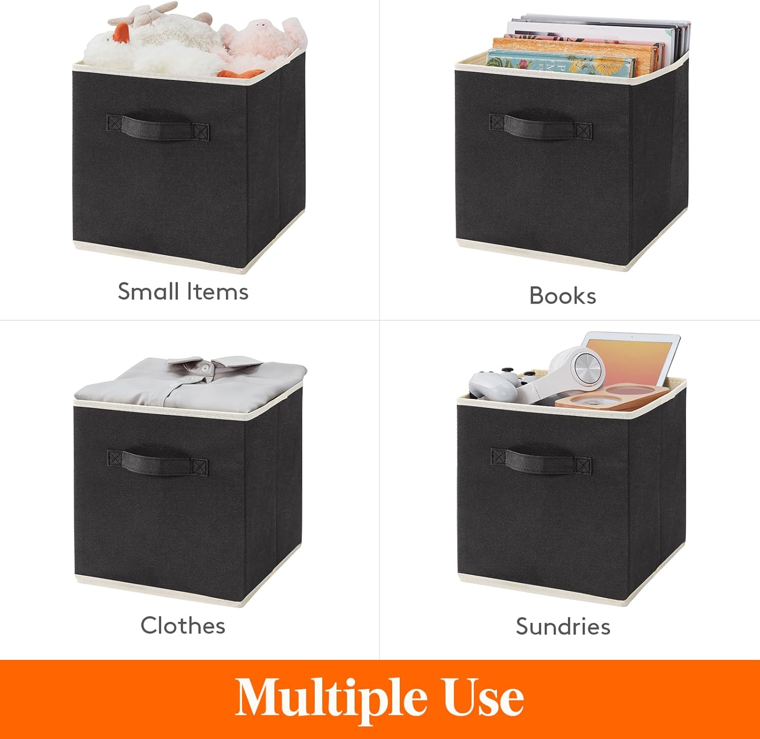 Lifewit Paquete de 12 cubos de almacenamiento, cubos de almacenamiento de 11 pulgadas, canastas de almacenamiento plegables de tela decorativa para