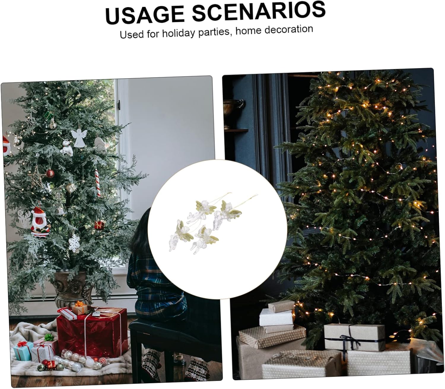 ABOOFAN 60 piezas de colgantes de ángel transparentes para árbol de Navidad, adornos de ángel, adornos de árbol de Navidad, adornos de árbol de