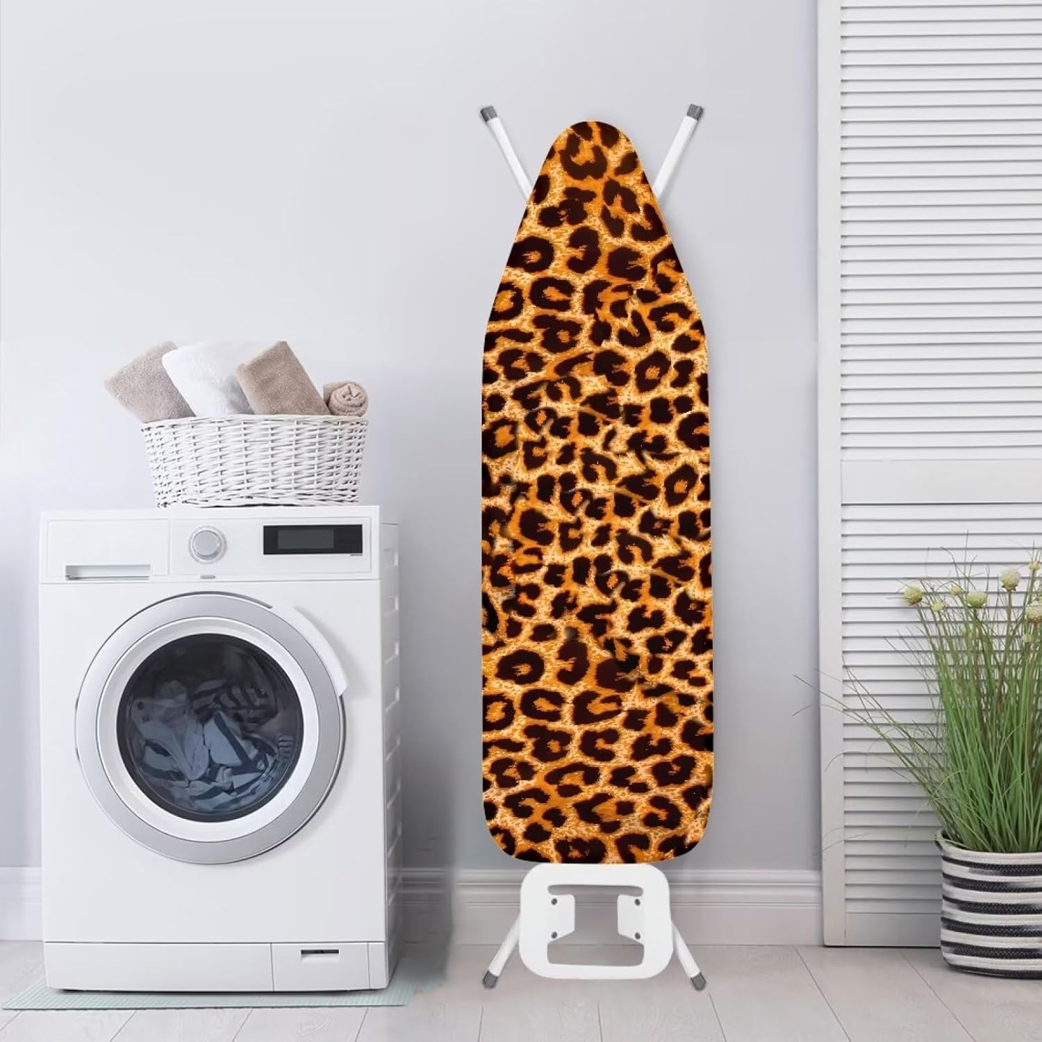 Funda para tabla de planchar de leopardo y almohadilla de tamaño estándar para tabla de planchar y almohadilla de ventilación extra ancha para mesa