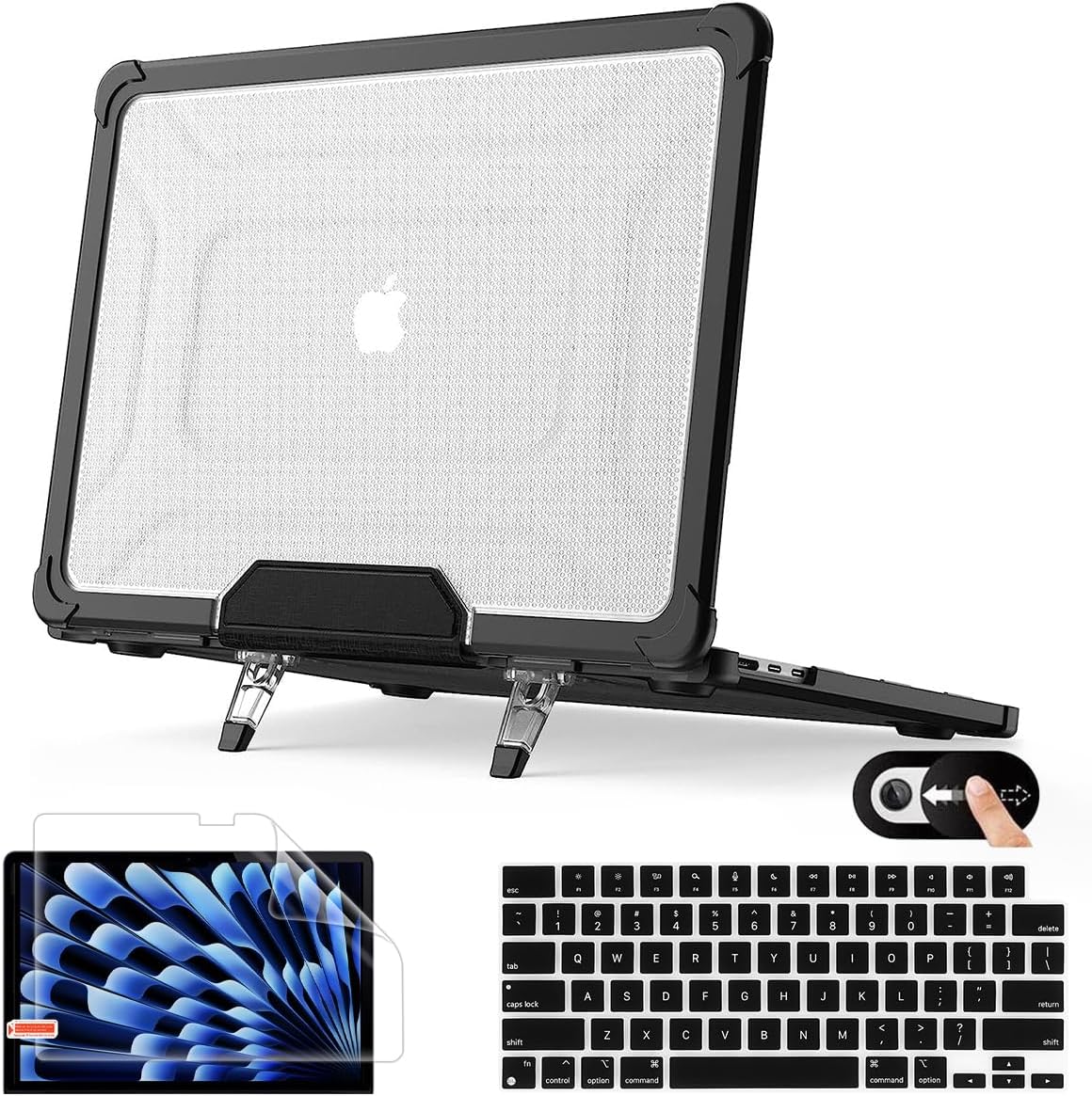 Mektron Funda a prueba de golpes para MacBook Air de 15 pulgadas 20242023 con chip M3M2 modelo A2941A3114, funda protectora resistente de 15.3