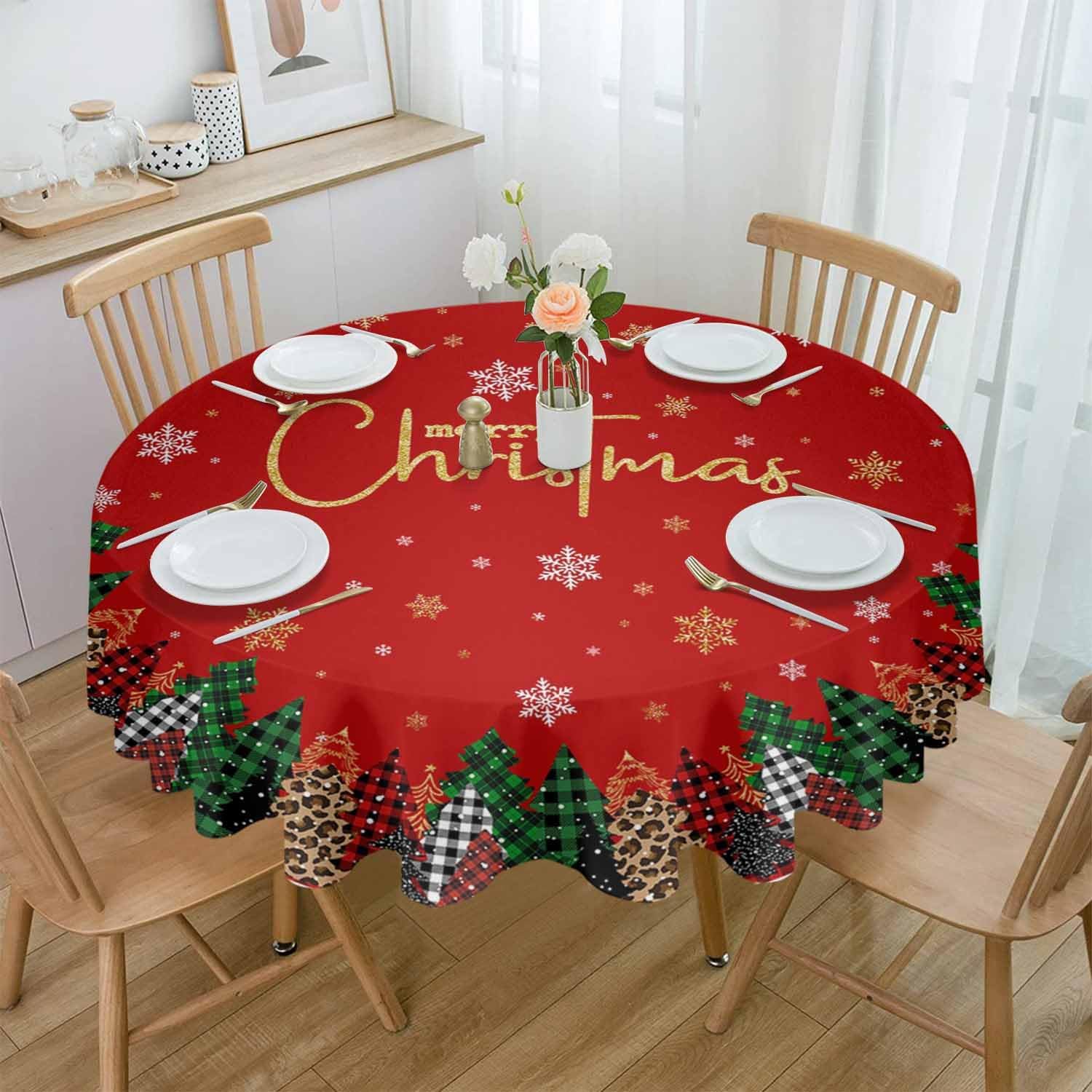 Mantel redondo para árbol de Navidad de 60 pulgadas, mantel navideño de copo de nieve, impermeable y a prueba de manchas, lavable y reutilizable,