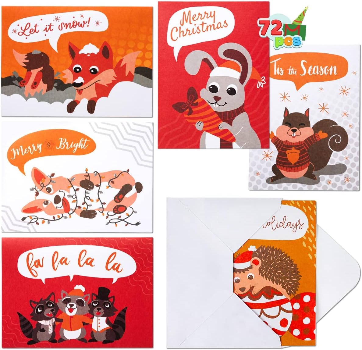 JOYIN Colección de 72 tarjetas de felicitación navideñas con sobres para la temporada de Navidad de invierno, regalos navideños, tarjeta de regalo