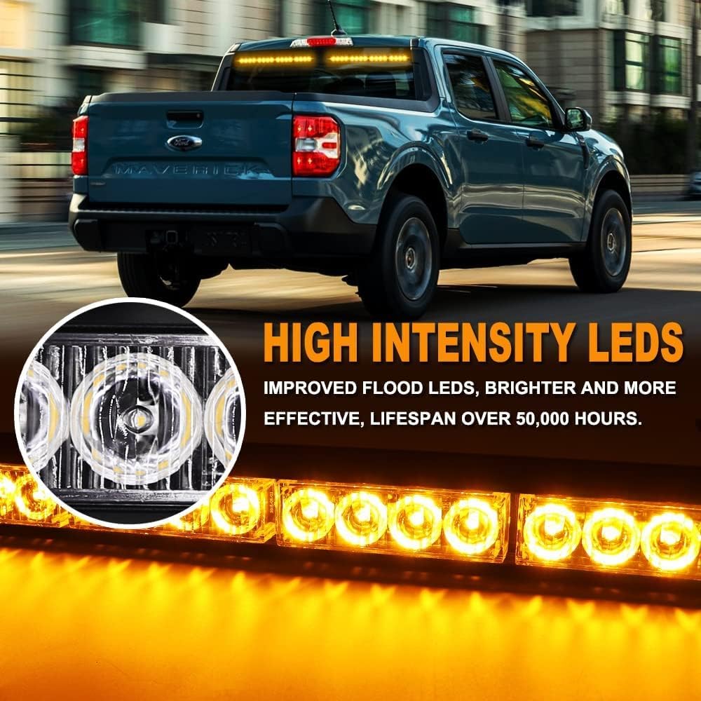 Ediors barra de luces led de 16 pulgadas y 7 funciones, luz de emergencia, de advertencia para tráfico, luz de led estroboscópica con soportes