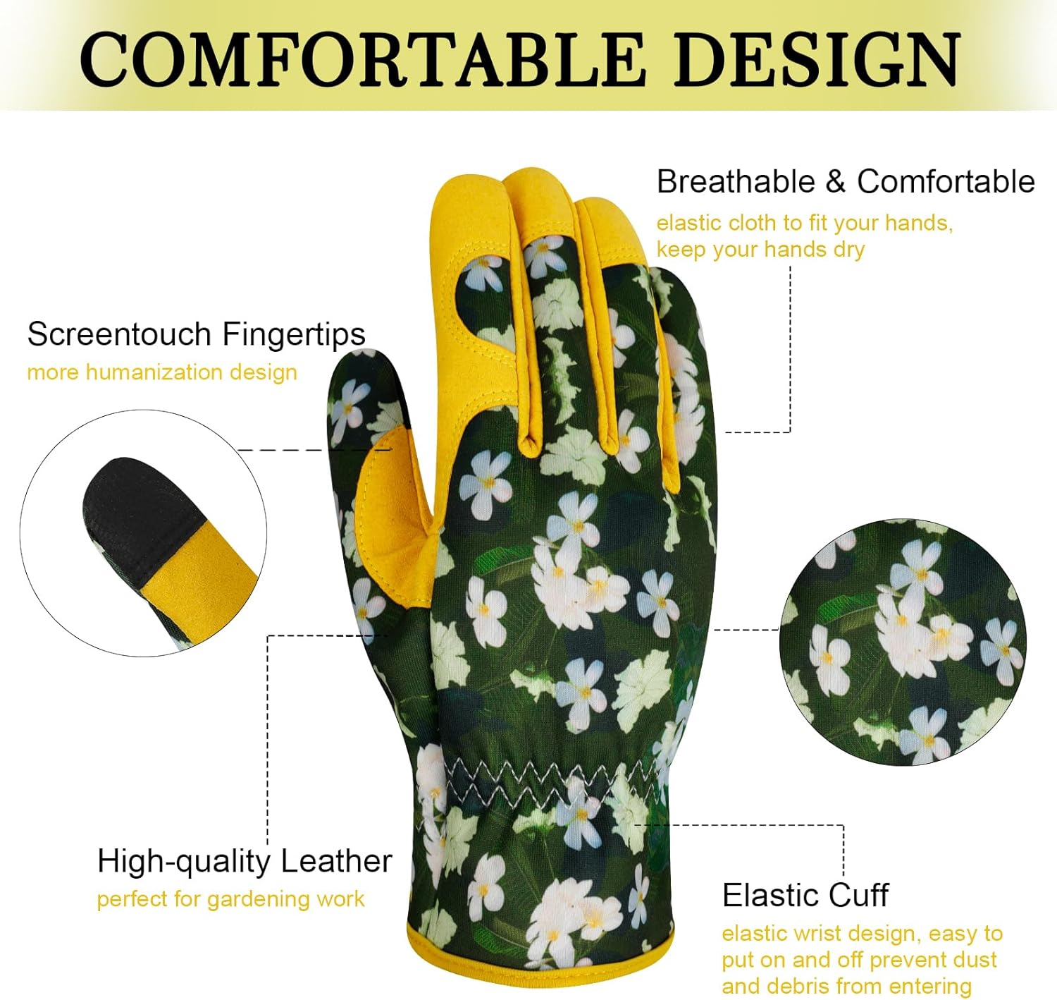 Guantes de jardinería de cuero para mujer, guantes de jardín a prueba de espinas, guantes de trabajo para pantalla táctil, regalos
