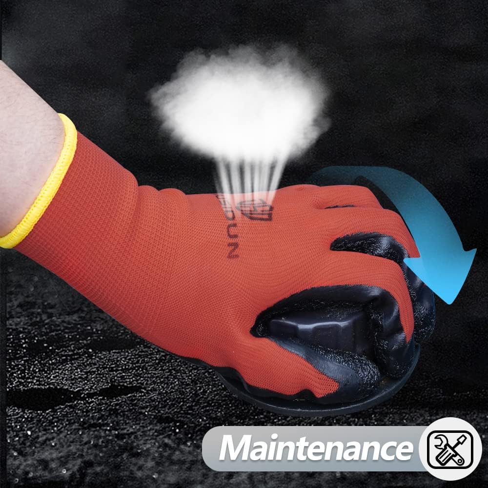 Guantes de trabajo de seguridad para hombres y mujeres, multiusos, construcción, almacén, jardinería, ensamblaje, paisajismo, paquete de 12 pares