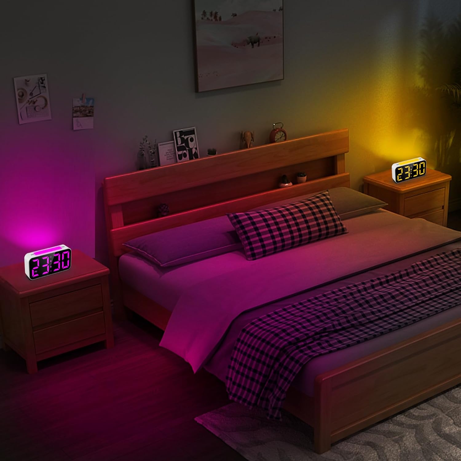 Topski Reloj despertador ruidoso para dormitorios que duermen pesados, reloj digital con luz nocturna, pantalla grande, alarma doble, repetición,