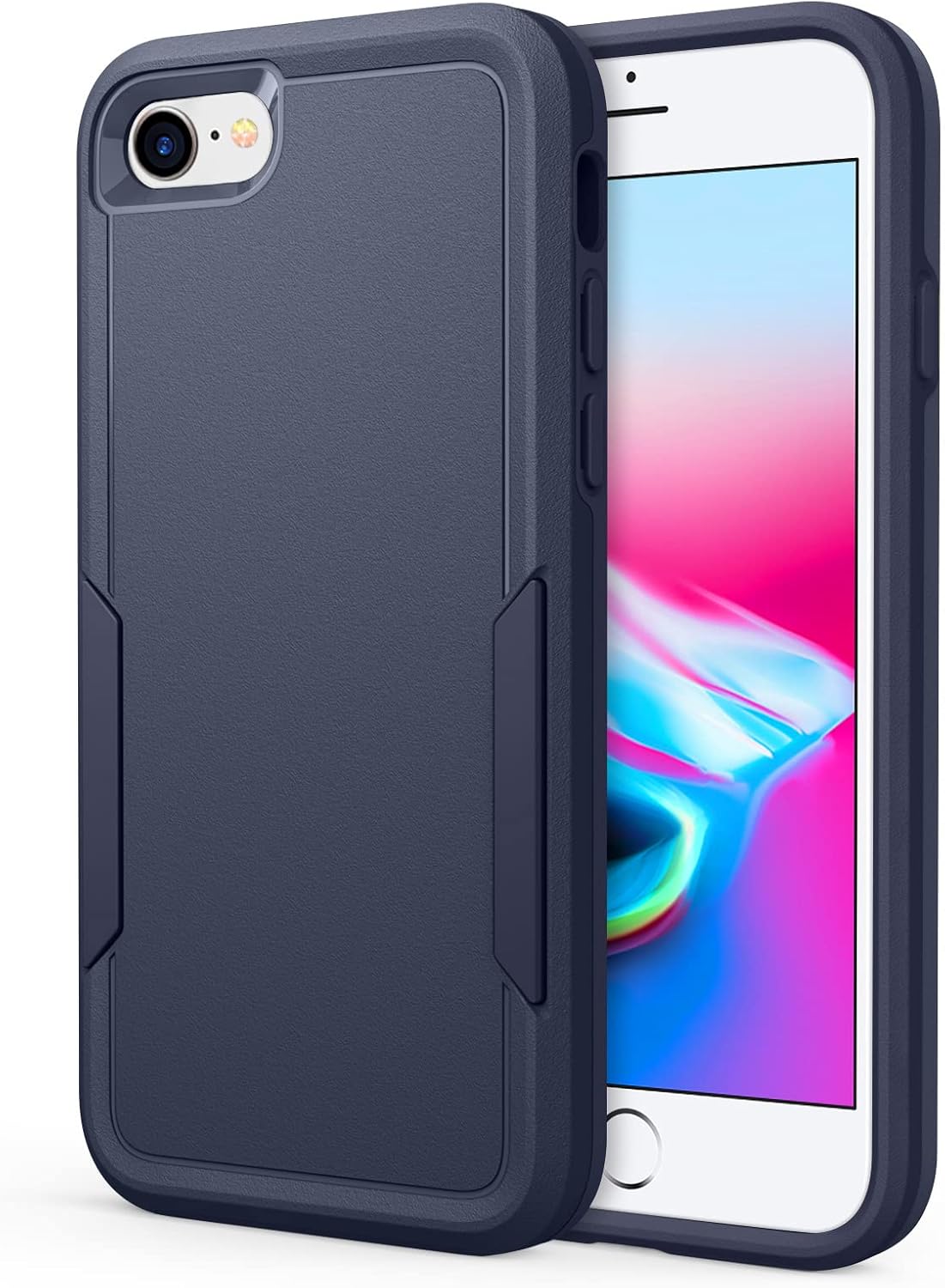 Oumida Funda para iPhone SE 20222020, iPhone 7 8, a prueba de golpes doble capa trasera rígida híbrida resistente protección de cuerpo completo