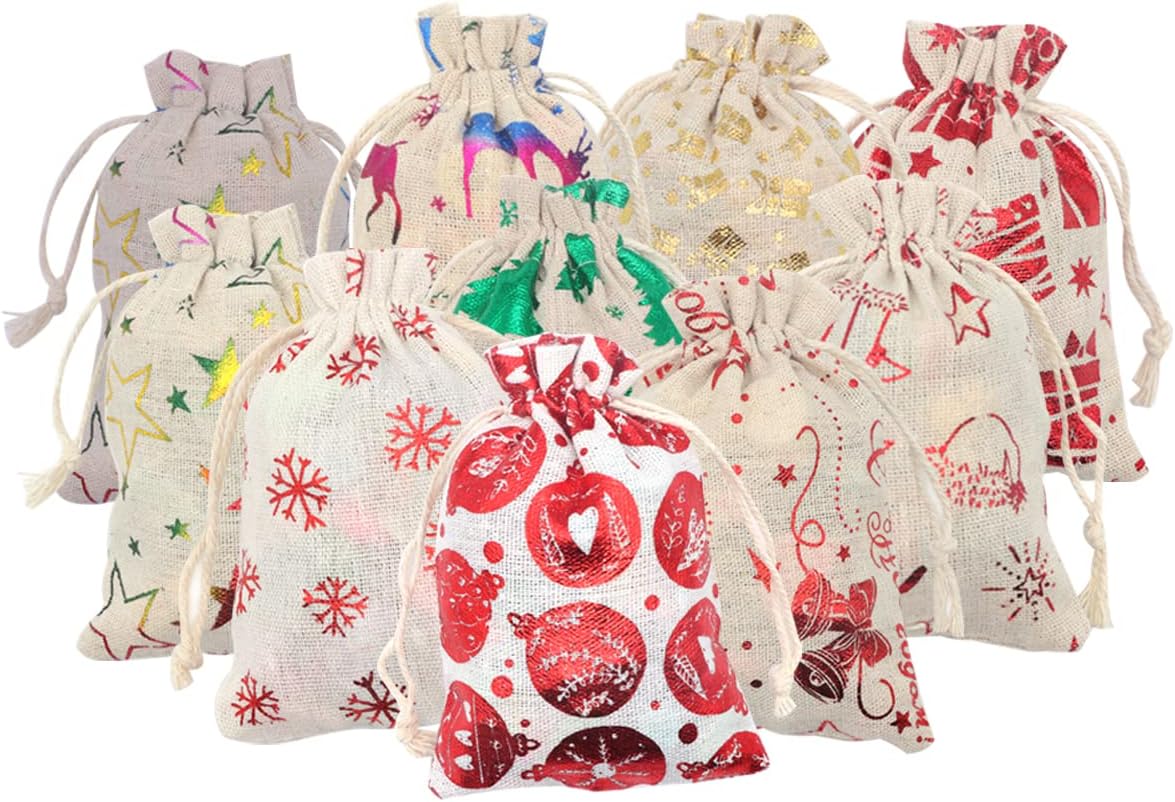 FZBNSRKO Bolsas de regalo, 50 bolsas de regalo de arpillera de estrellas con cordón, bolsas de joyería para fiestas, bodas, manualidades (estilo