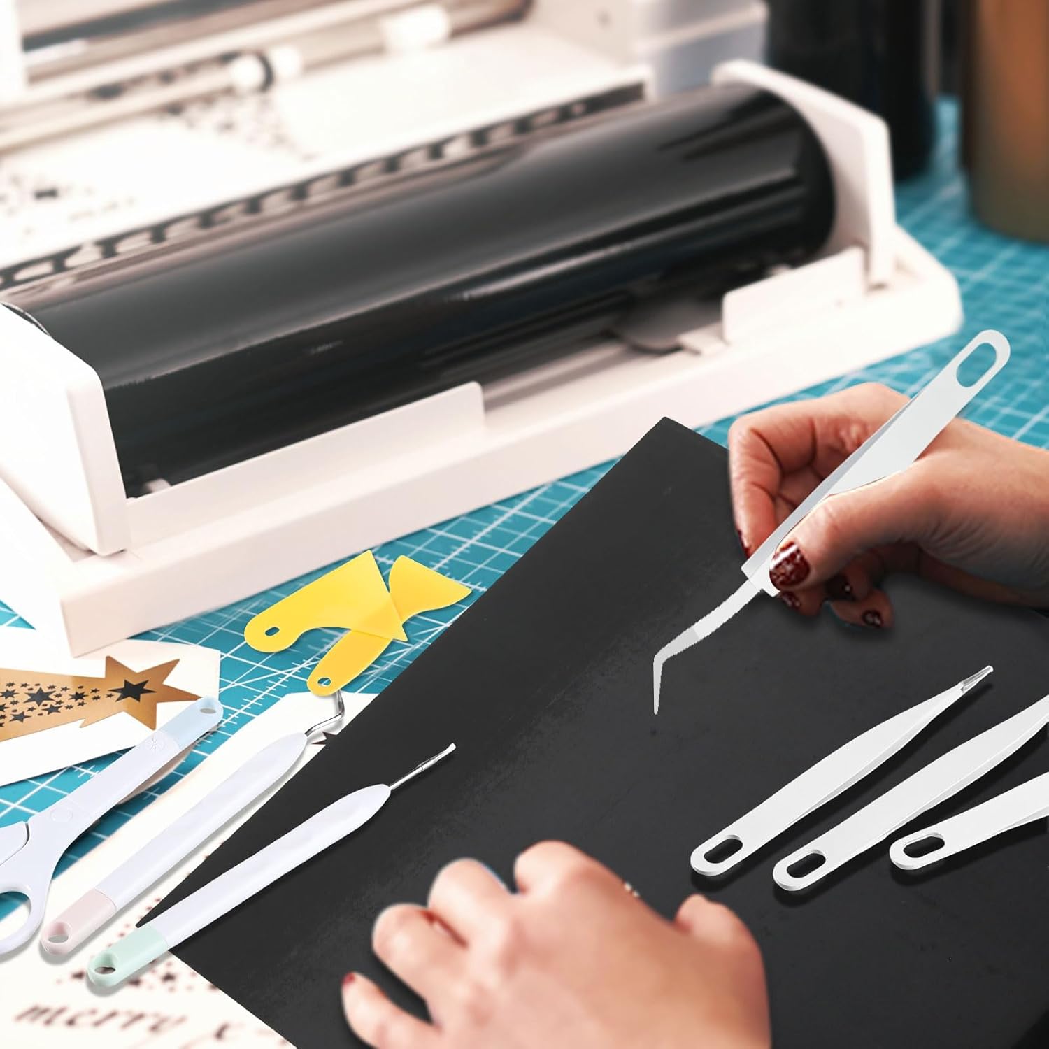Tenceur Paquete de 93 accesorios compatibles con Cricut Makers MachineExplore Air compatible con Cricut Starter Kit con hojas de vinilo adhesivas,