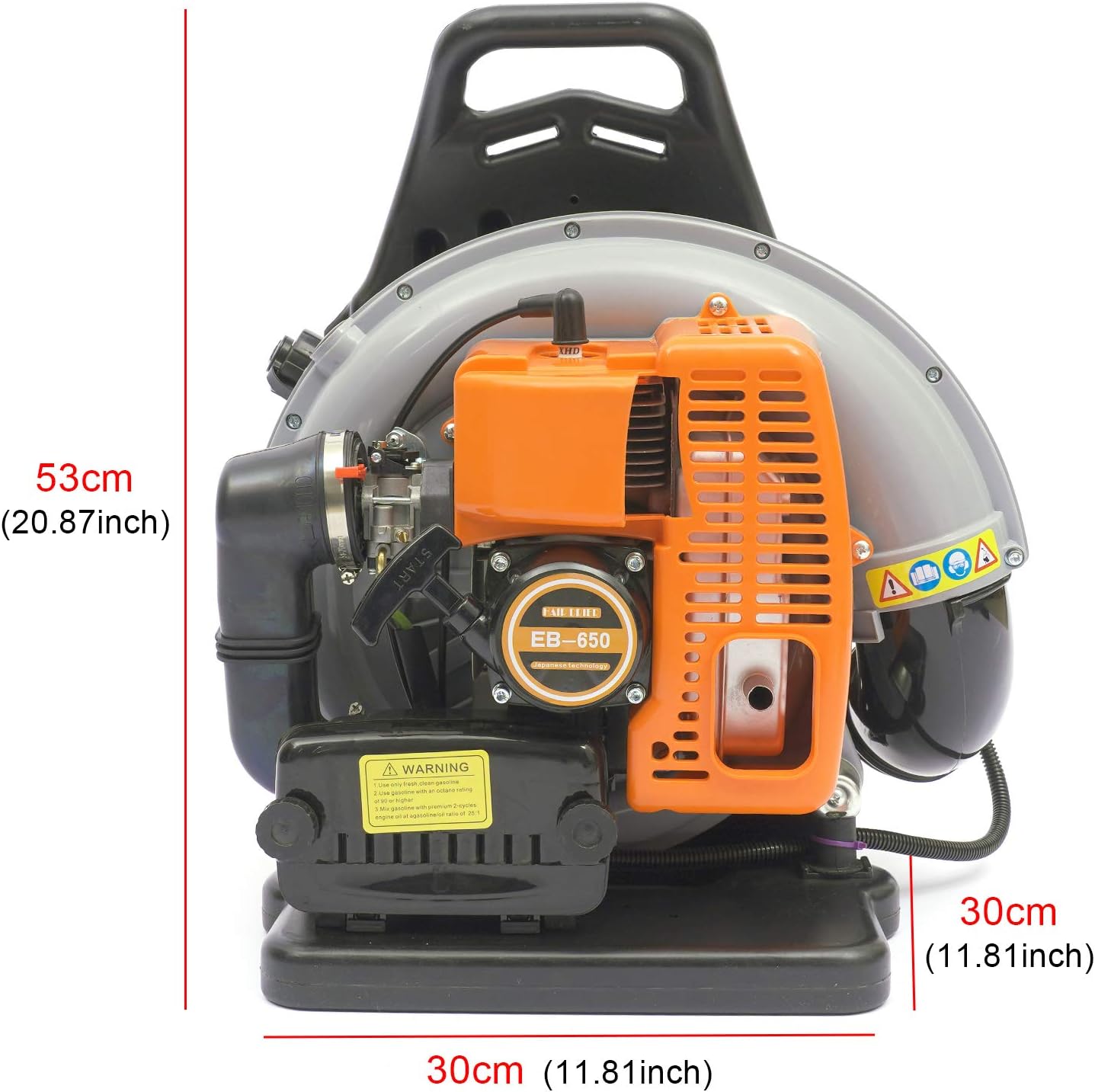 Soplador de hojas a gas de 65CC – Soplador de gasolina de alto rendimiento de 2 tiempos para el cuidado del césped con capacidad de vacío (stock de