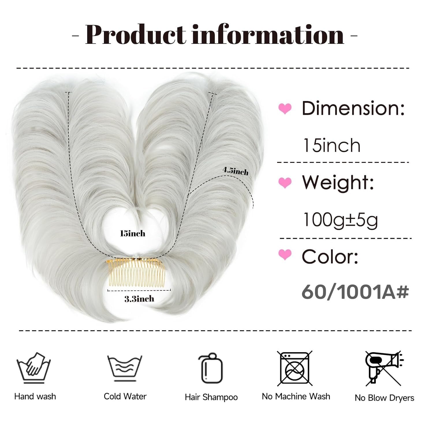 MAOPAOBEAUTY Moño desordenado, sintético, rizado, ondulado, desordenado, para mujeres y niñas, color gris platino, recogido con zarcillos para uso