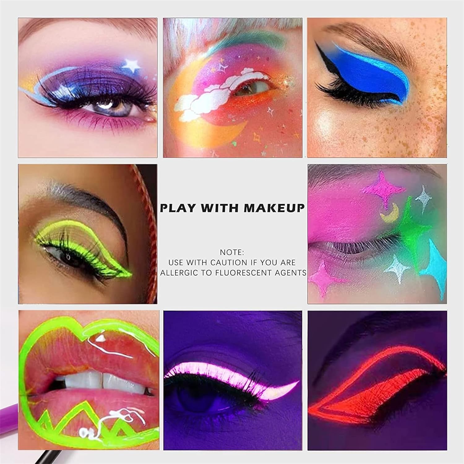 MAEPEOR Juego de delineador líquido mate de 12 colores, con brillo UV, delineador de ojos neón, impermeable, a prueba de manchas, de larga duración,