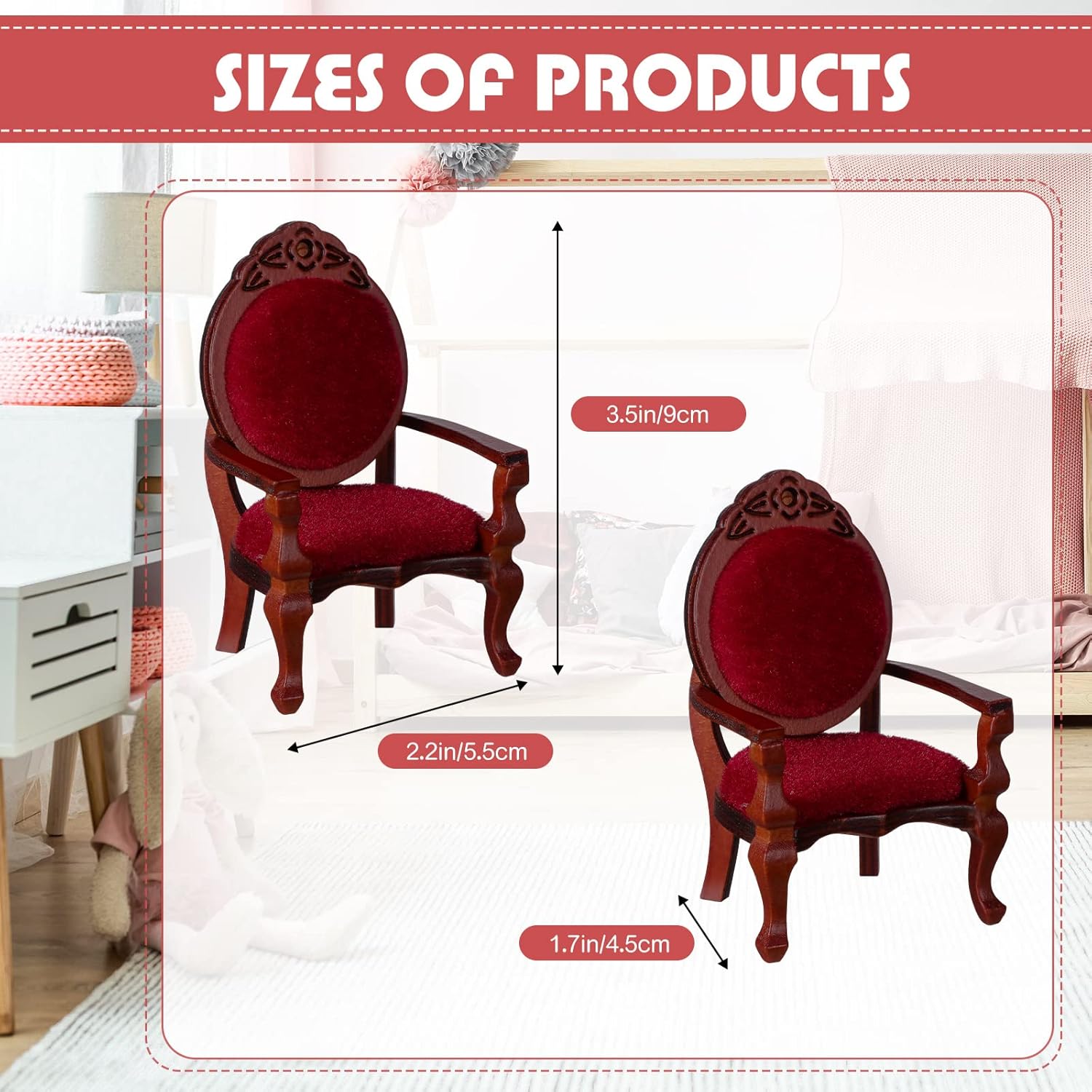 Silla de casa de muñecas en miniatura 112, muebles victorianos en miniatura, silla de casa de muñecas, silla de madera tallada para sofá individual,