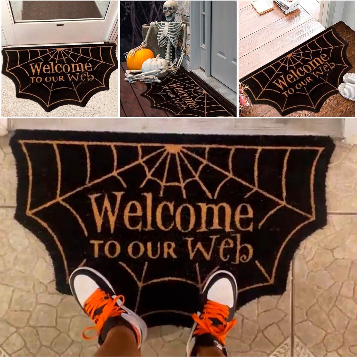 Alfombra de Halloween gótica, alfombra de bienvenida con diseño de calabaza, moderna, para sala de estar, dormitorio, decoración del hogar,