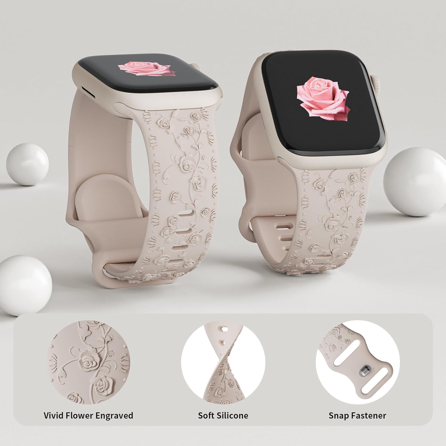 Lindas correas florales para Apple Watch Band para mujeres de 1.575 in 1.614 in 1.496 in 1.772 in 1.732 in 1.654 in Ultra2 1.929 in para niñas y