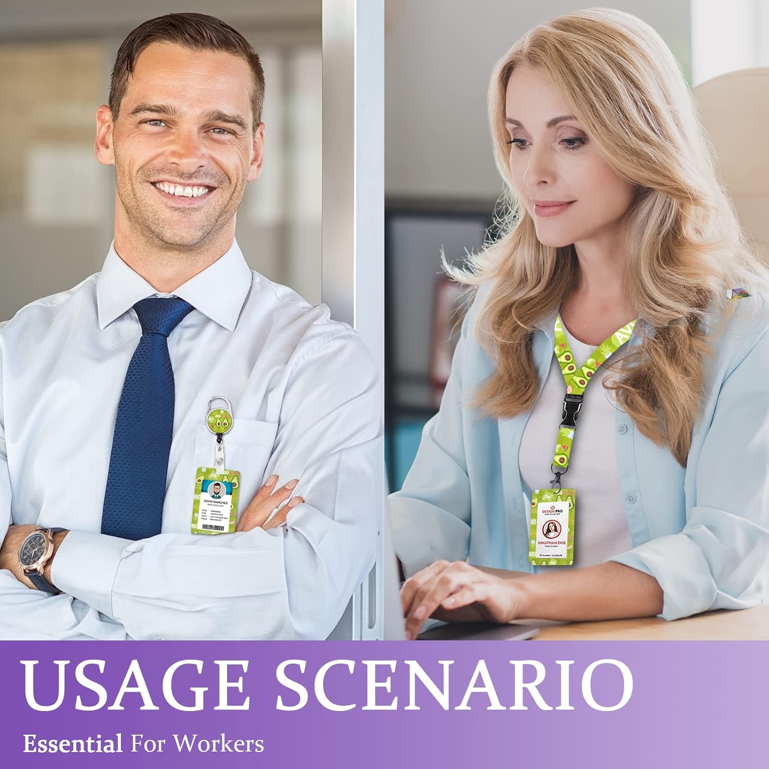 Soporte para tarjetas de identificación con cordón, bonitos cordones de aguacate para insignias de identificación, soporte retráctil para tarjetas