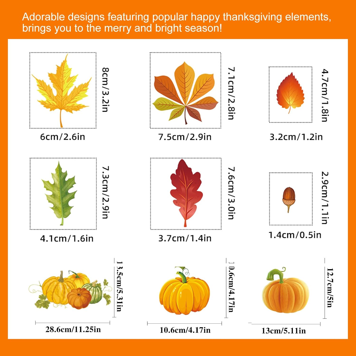 Hojas de otoño, calcomanías extraíbles de calabaza para ventana, de doble cara, otoño, Acción de Gracias, para el hogar, aula, oficina, decoración