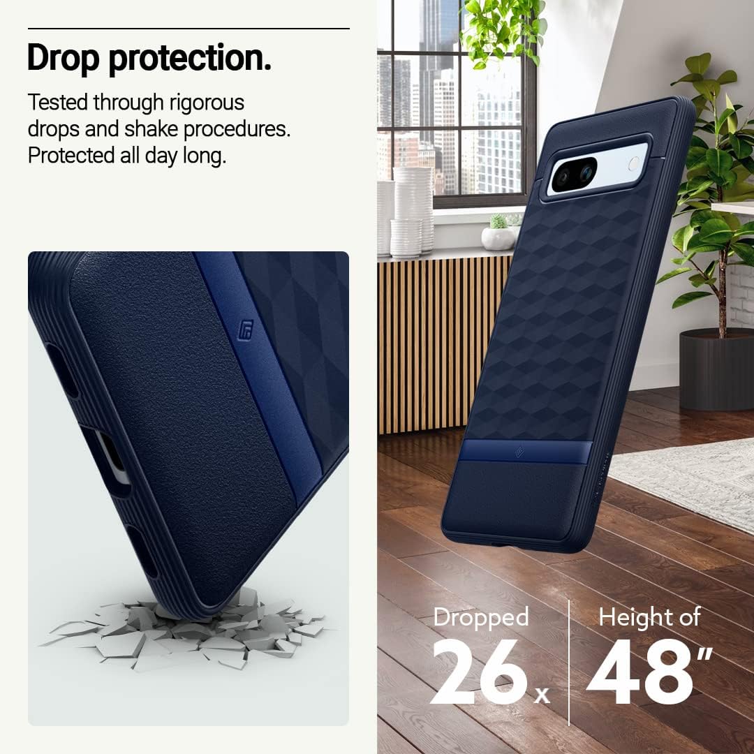 Caseology Parallax – Funda 5G para Google Pixel 7a, probada en caídas de grado militar, diseño ergonómico mejorado (2023), color azul medianoche