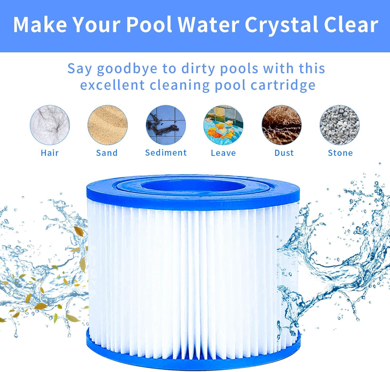 Cartucho de filtro de piscina tipo VI paquete de 6 filtros de repuesto inflables para bañera de hidromasaje y spa compatibles con bomba de filtro de