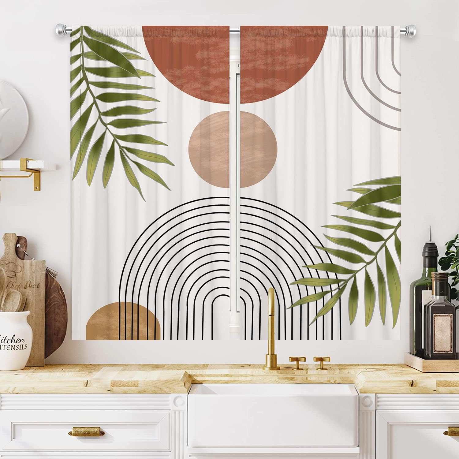 ABxinyoule Cortina bohemia para ventana de cocina, cortinas pequeñas de terciopelo de 27.5 x 39 pulgadas, cortinas de café para sala de estar con