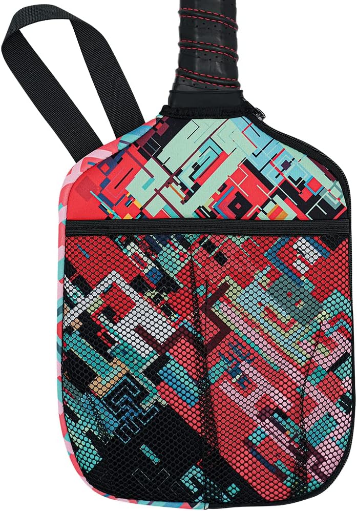 Pickleball Paddle Cover Pickleball Racket Sleeve Bag with Handle Strap Pickle-Ball Equipment Protective Paddle Sleeve with Mesh Pocket