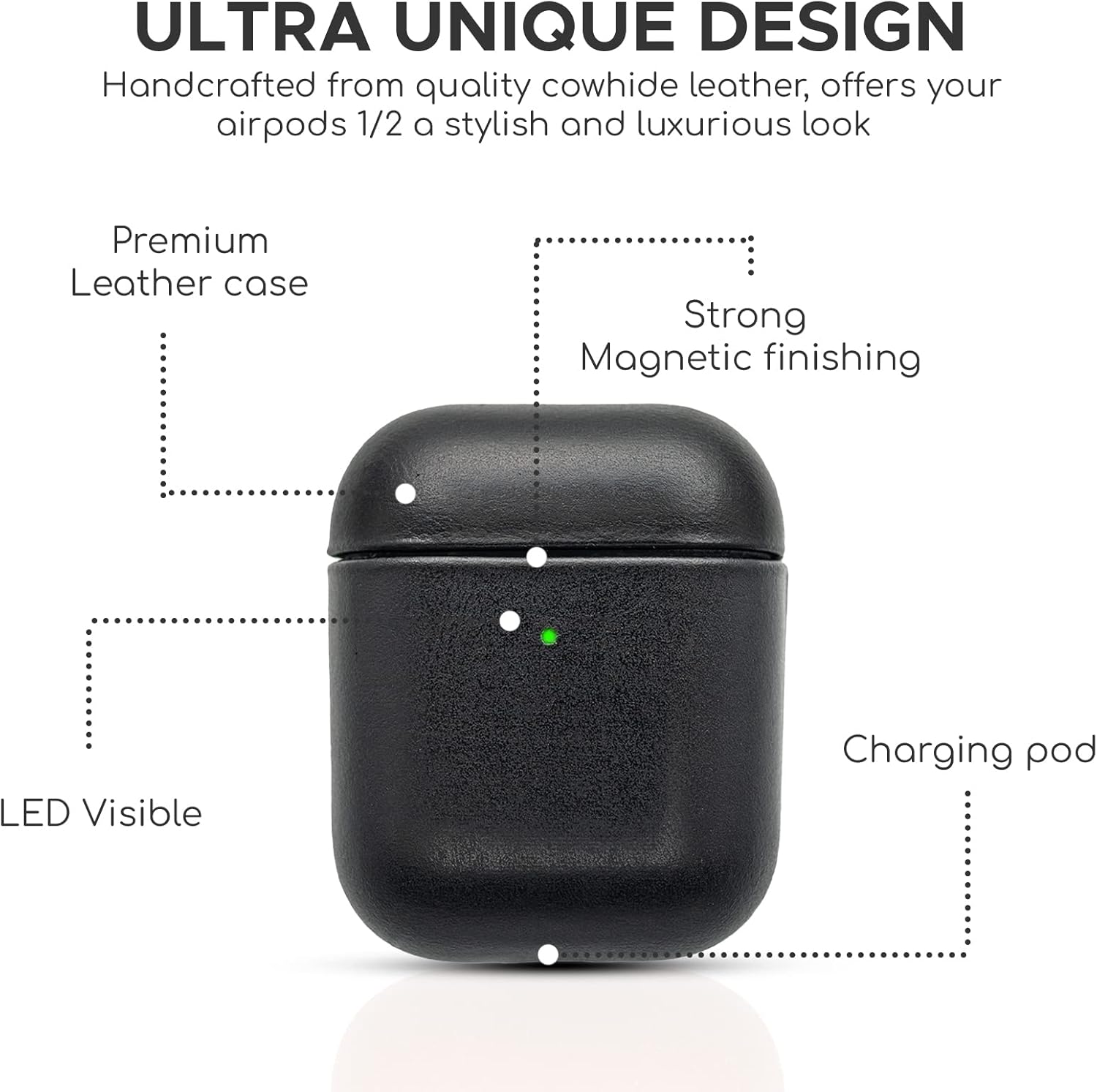 Funda de piel auténtica para Airpods  Funda para Airpod de 1 generación y funda para Airpod de 2 generación compatible con Magsafe y soporta carga