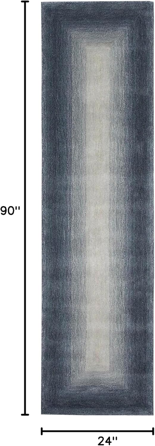 Liora Manne Tivoli – Alfombra de felpa cómoda de lana para interiores, hecha a mano, contemporánea, color degradado, acento casual (borde de sombra