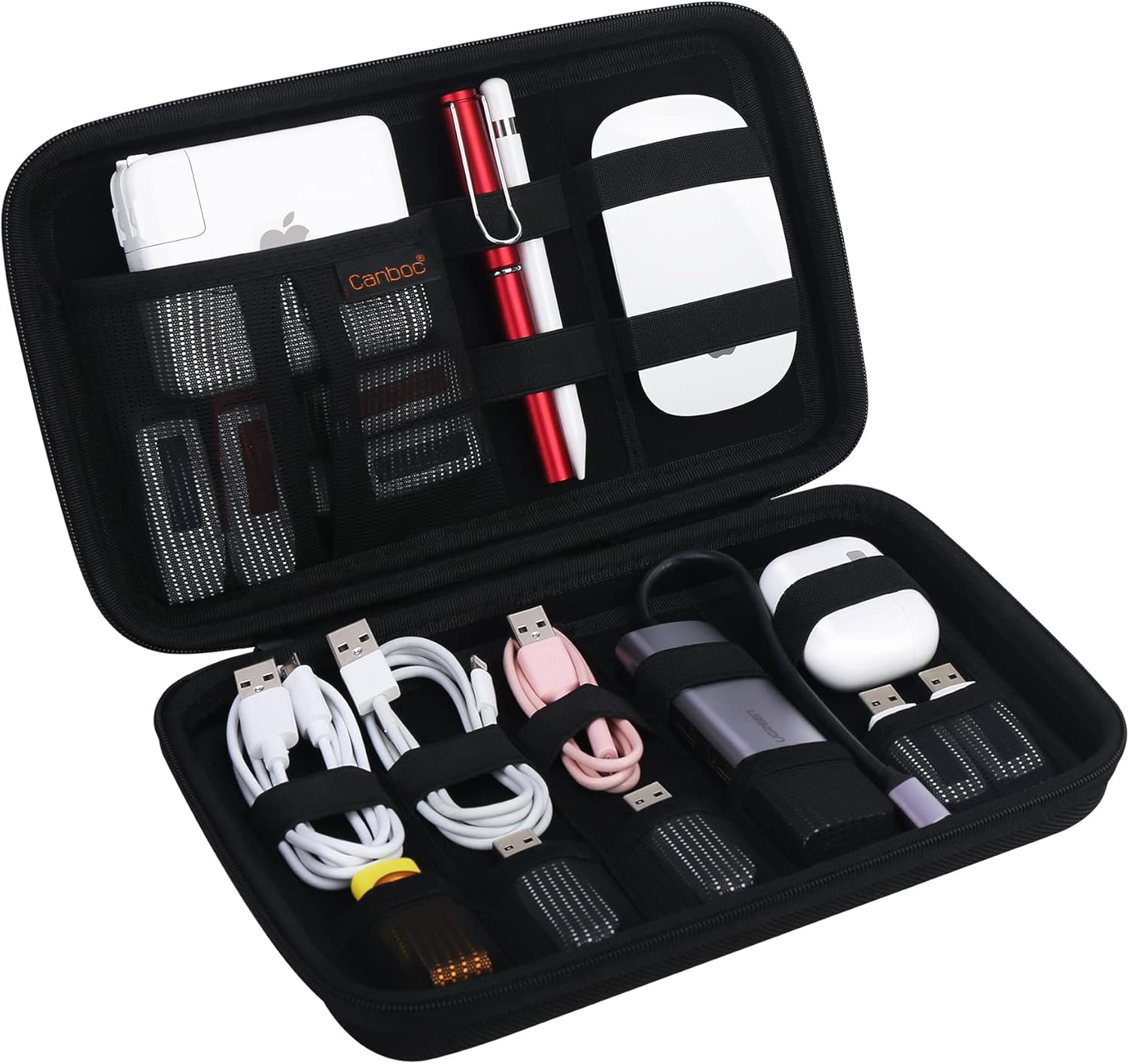 Canboc Organizador de electrónica portátil duro, bolsa organizadora de cables de viaje, funda de accesorios electrónicos para cables, cable,