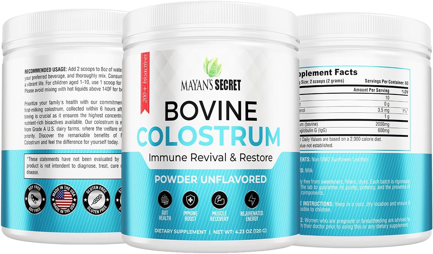 Polvo de calostro alimentado con pasto, para la salud intestinal humana, inmunidad, piel y cabello, recuperación muscular, más de 400 nutrientes