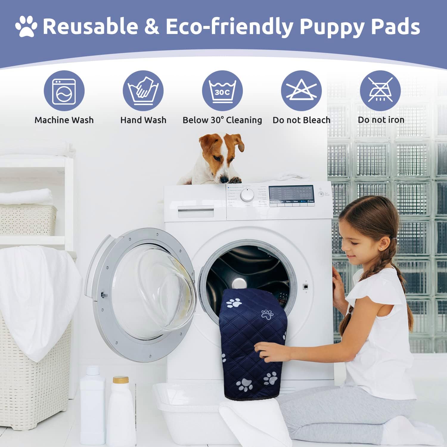 Almohadillas lavables para orina de perros de 18 x 24 pulgadas, paquete de 2 almohadillas reutilizables para entrenamiento de mascotas, súper