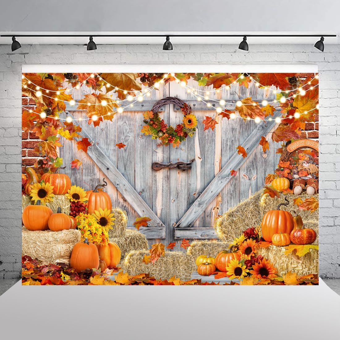 Fondo de fotos de Acción de Gracias de otoño para fotografía, granja, otoño, cosecha, calabaza, hojas de arce, granero, dorr, pancarta, fondo,